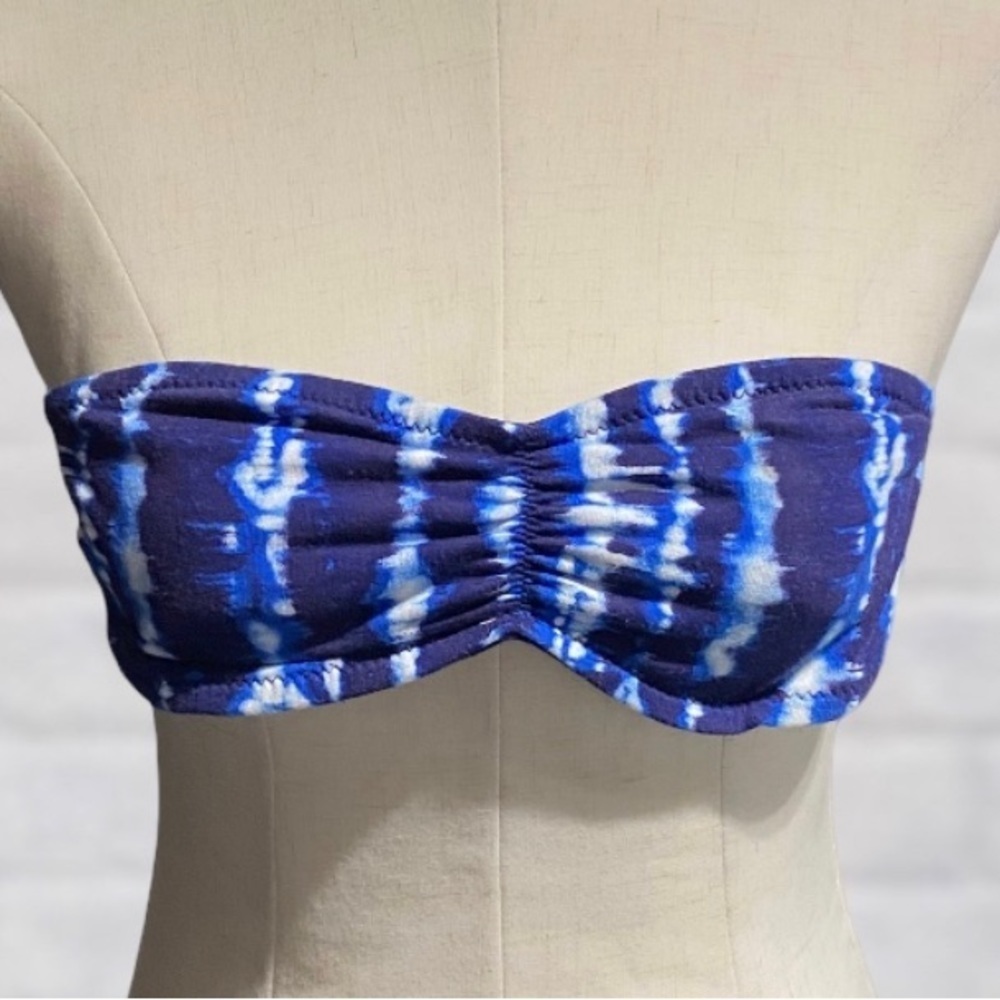 Mudd Bandeau Swim Top Blue And White Tie Die XS New With Tag
